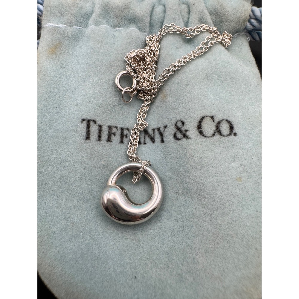 Tiffany & Co Elsa Peretti Eternal Circle Necklace Sterling Silver 925 Spain - Picture 8 of 8